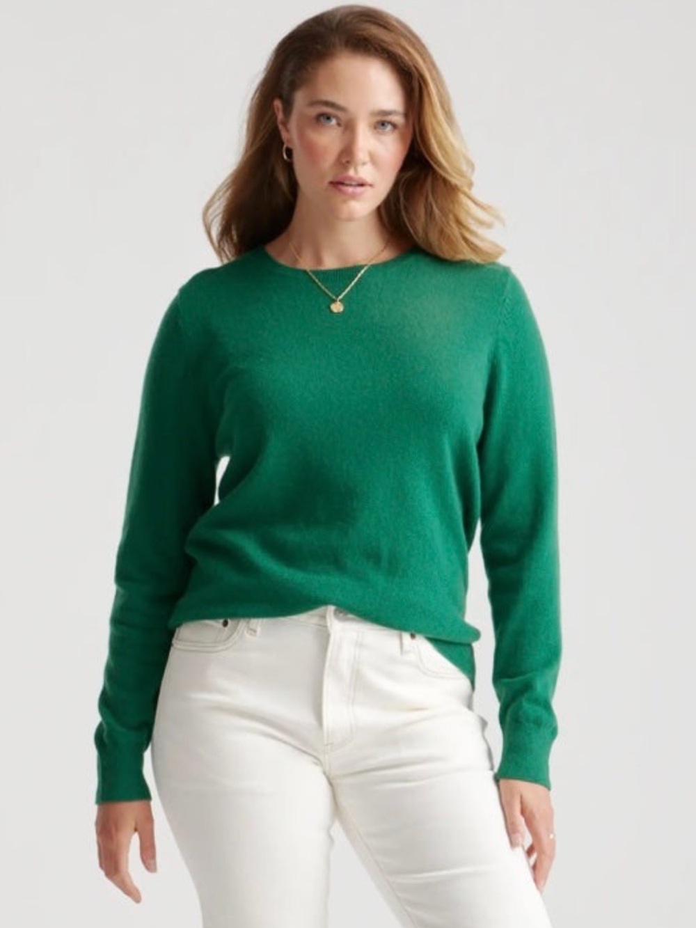 Quince Mongolian Cashmere Crewneck Sweater everglade green Sz XS